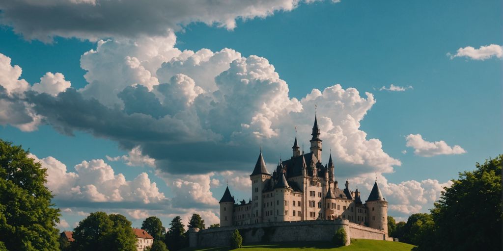 Sichere Cloud-Architektur mit Schloss und Wolken